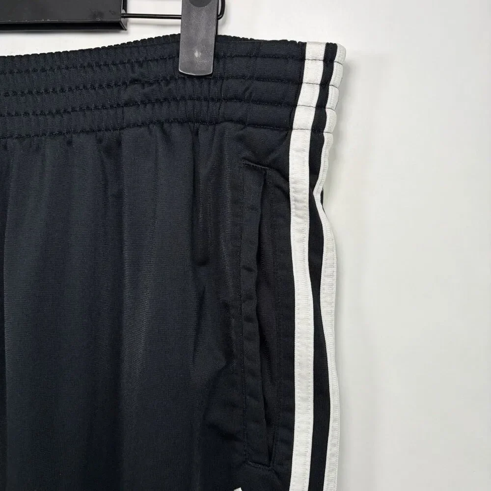 Vintage Y2K Adidas Tear Away Track Pants Mens Large Black Three Stripe 34x31